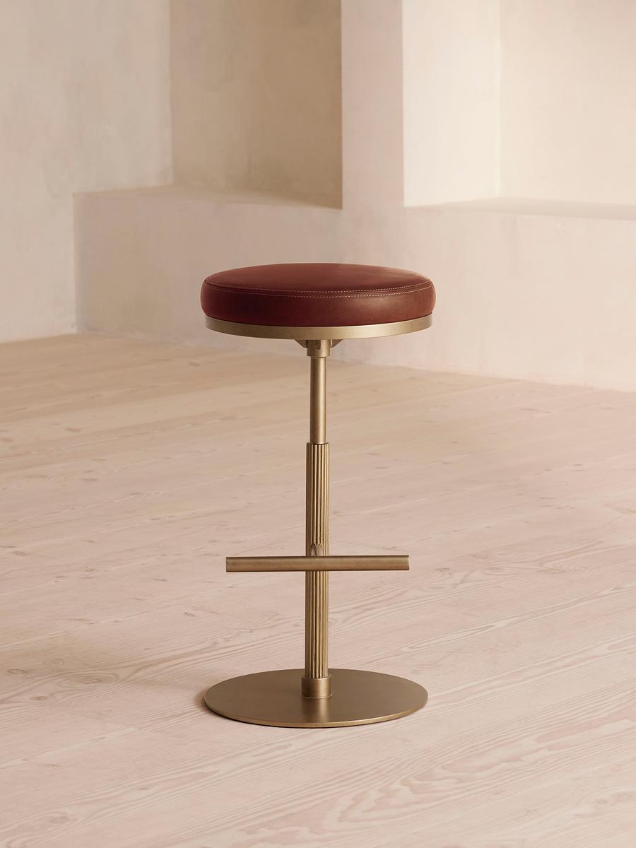 Soho Home Wardell Barstool, Leather, Sangria