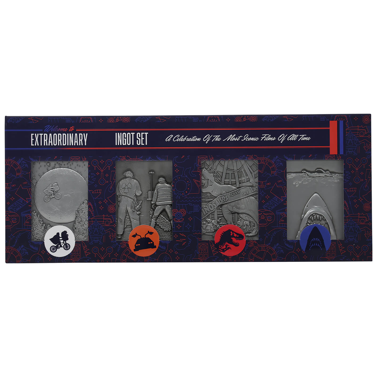 Amblin E.T, Back to the Future, Jurassic Park & Jaws 4 Piece Ingot Collection Collectable Ingot - Limited to 5000 Worldwide!
