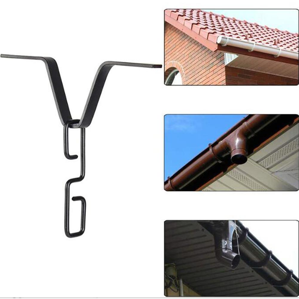 Meterk Rain Chain Hook V-Shaped Installation Gutter Chain Hanger Metal Iron Adapter Hook for Gutter 0 black