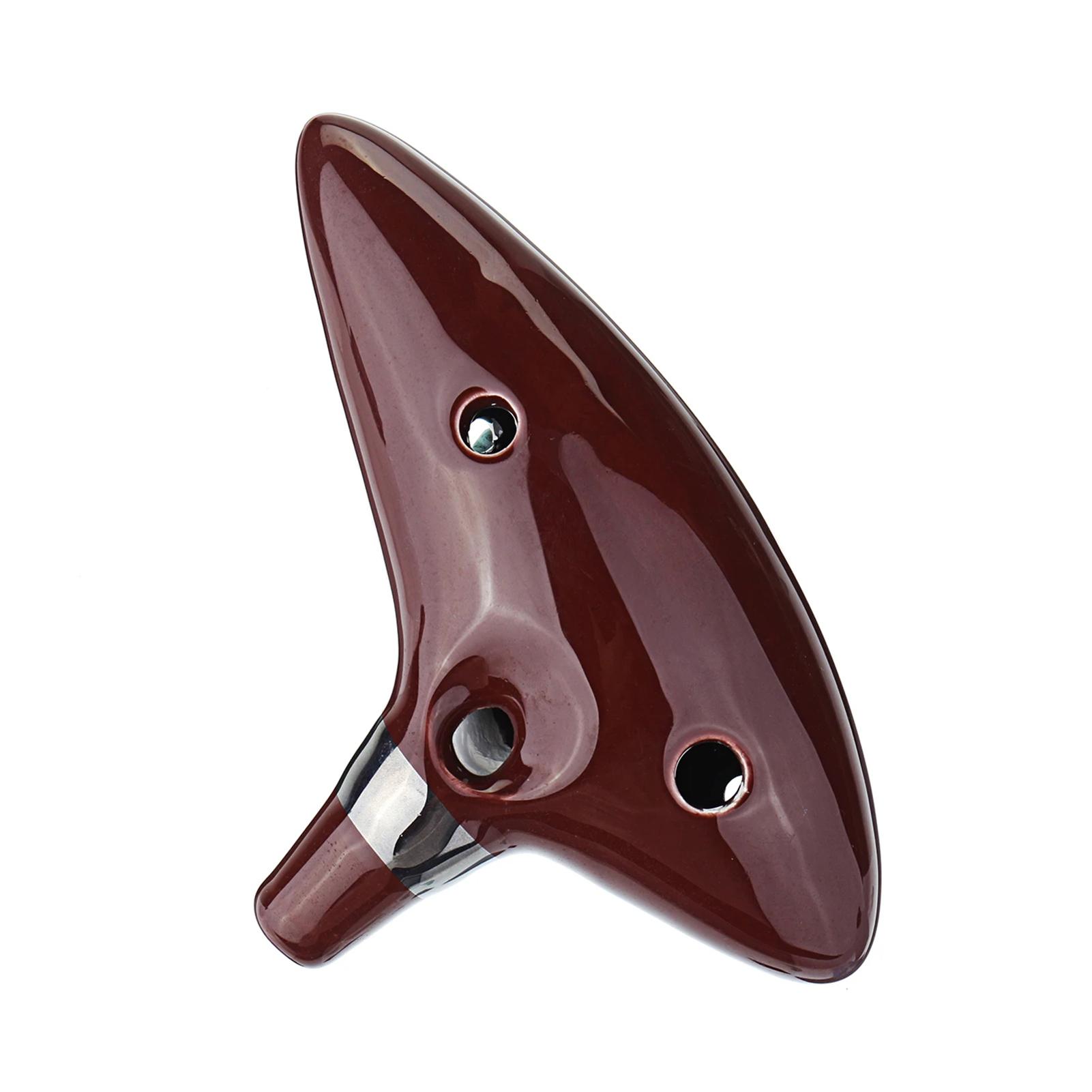 TOMTOP JMS 12 Holes Alto C Zelda Ocarina Ceramic Vessel Flute Wind Musical Instrument with Musicbook Lanyard coffee