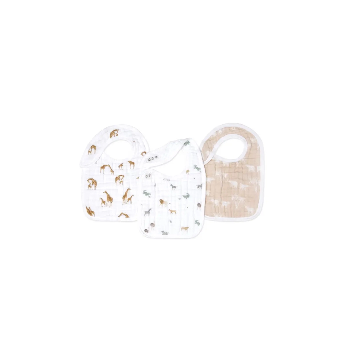 Aden + Anais Organic Cotton Muslin Snap Bibs - 3 Pack - Safari Dreams | Safari Dreams