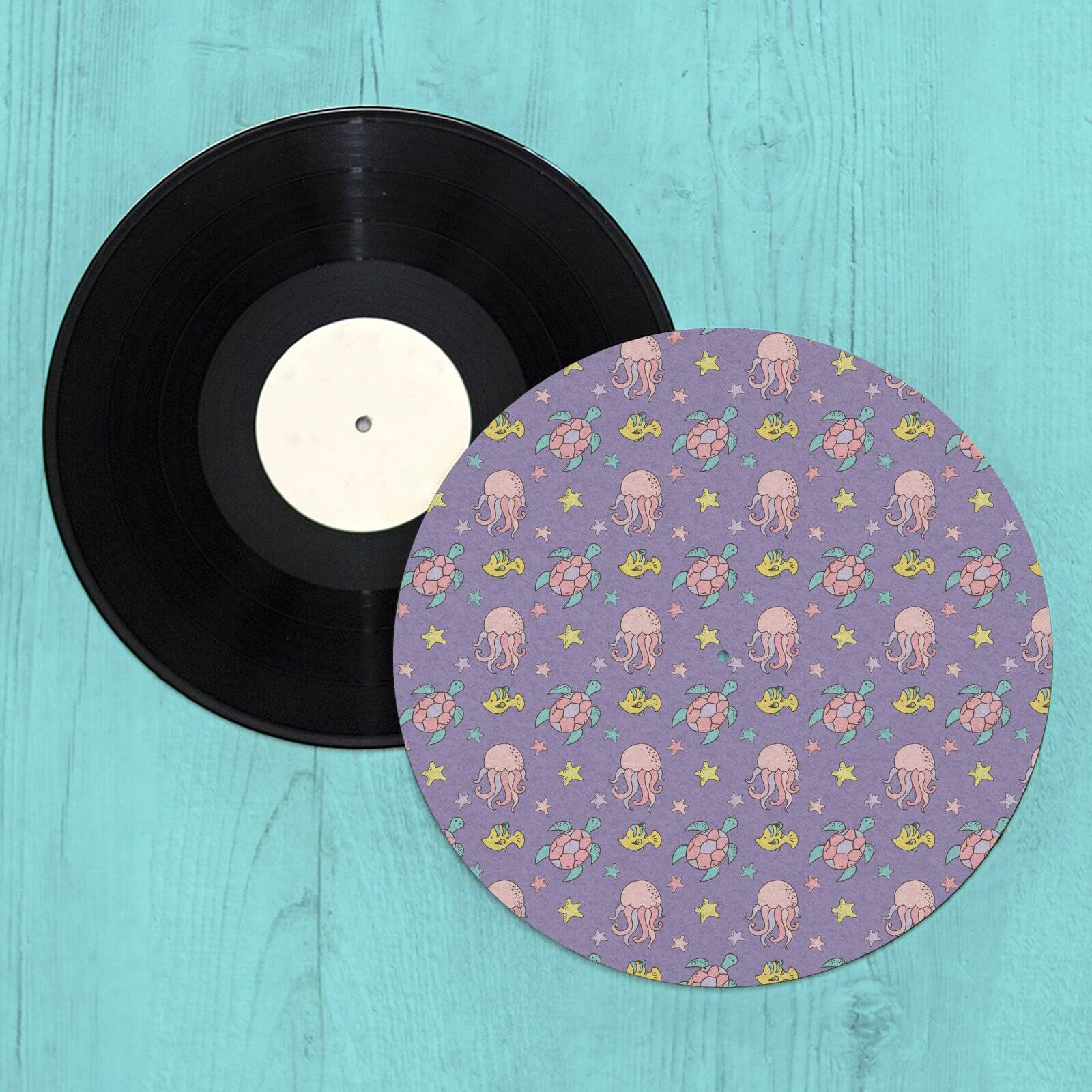 By IWOOT Jellyfish And Turtles Turntable Slip Mat |