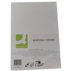 Qconnect Q-Connect A4 White Leathergrain Comb Binder Cover (100 Pack) KF00502