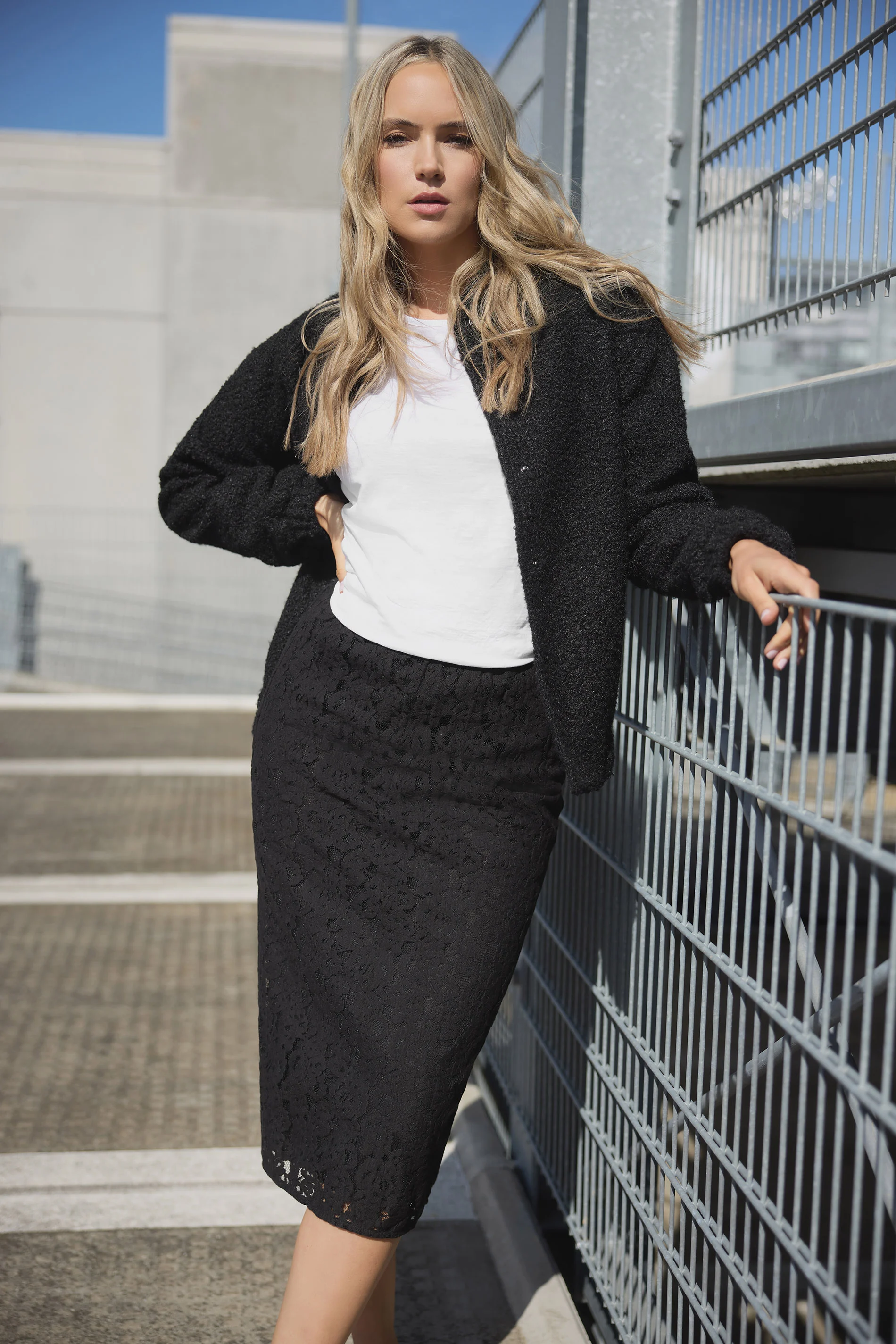 Lts Tall Black Lace Pencil Midi Skirt 8 | Tall Women's Midi Skirts