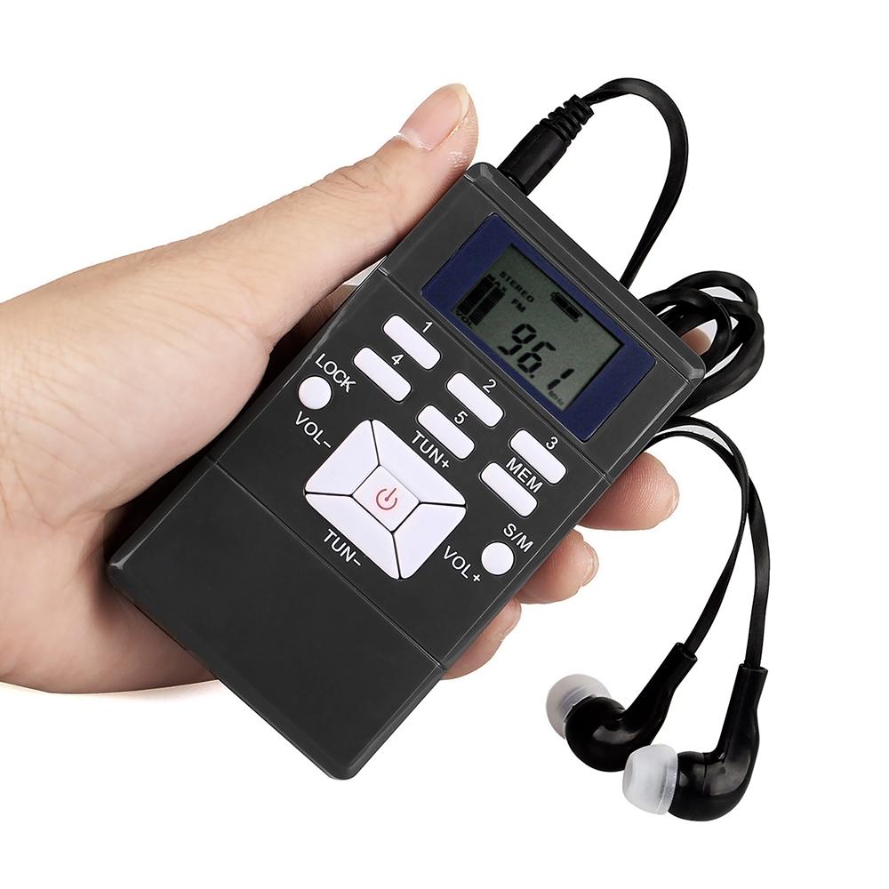 TOMTOP JMS Mini Portable DSP Stereo FM Radio Digital Clock Receiver for Meeting Simultaneous Interpretation black