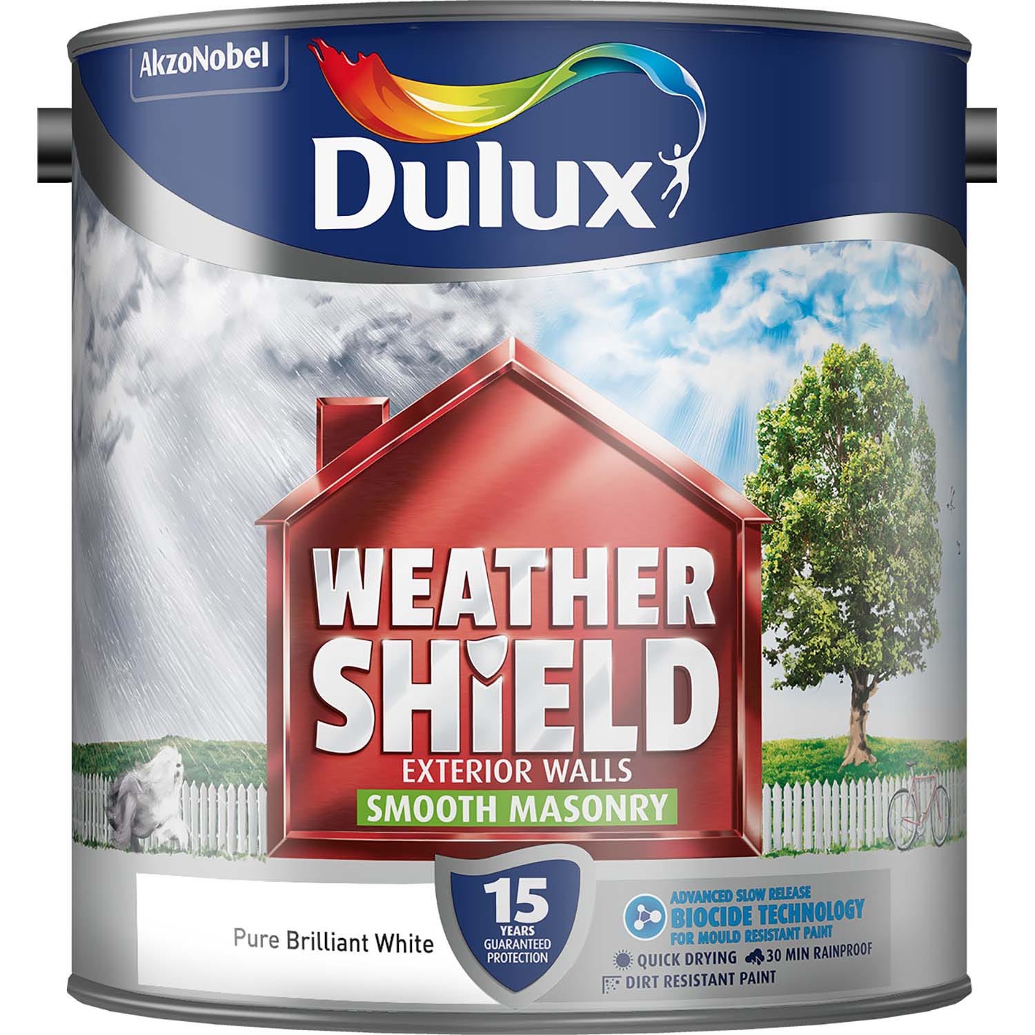 Dulux Weathershield All Weather Smooth Masonry Paint - Pure Brilliant White - 2.5L