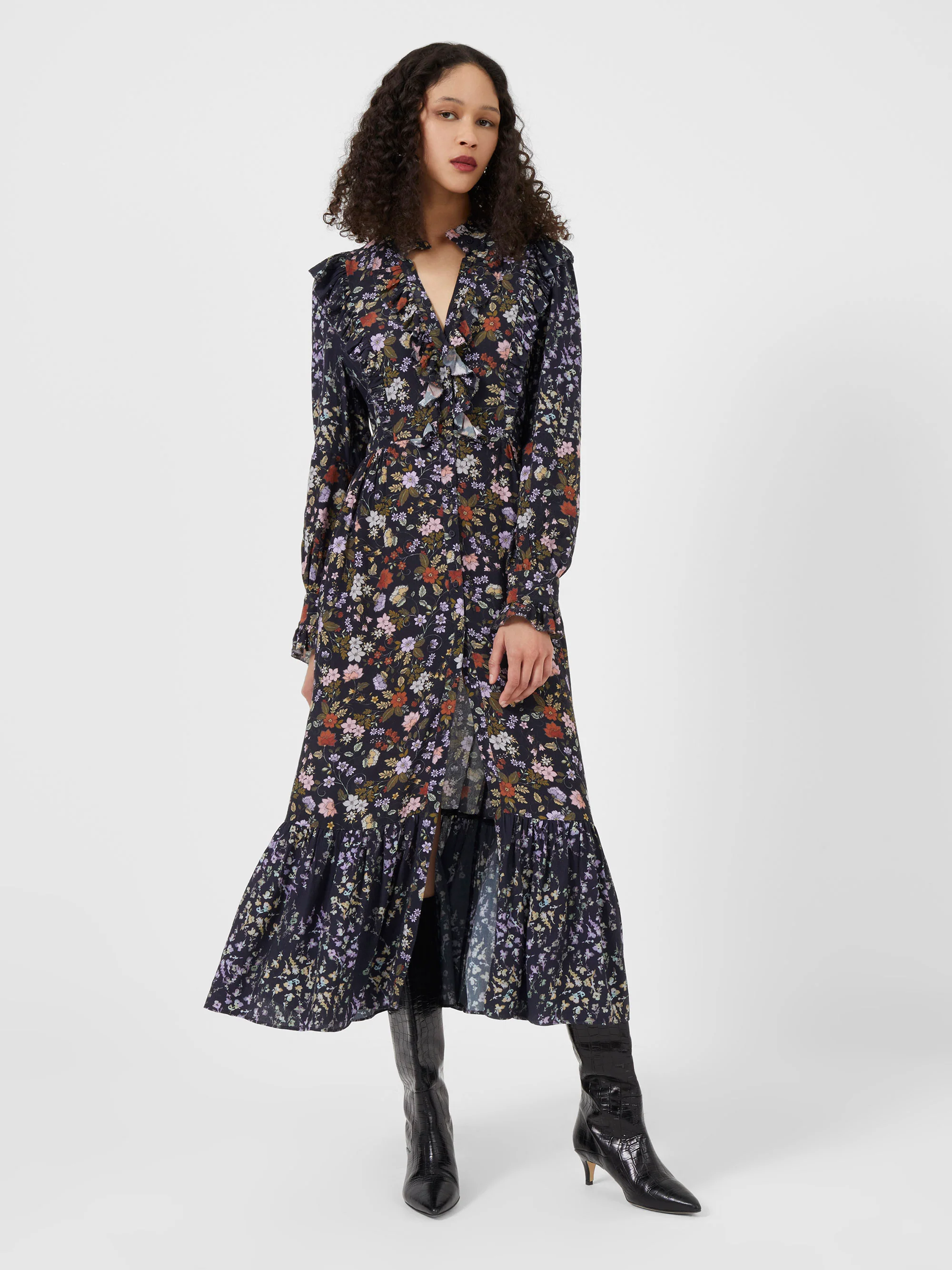 French Connection - Annifrida Colette Eco Crepe Midi Dress | French Connection |  Dresses | 10 - Blue - Size: 10