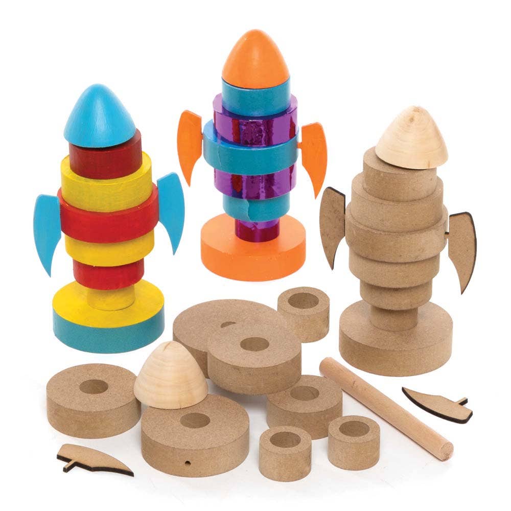 Baker Ross Rocket Wooden Stacking Kits (Pack of 2)