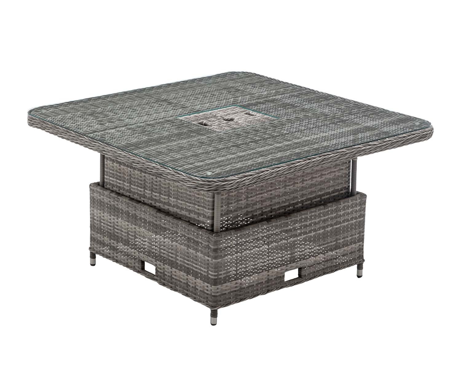 Rattan Direct Large Circular Dining Table with Fire Pit in Grey
