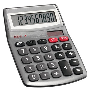 Genie 5 Star Calculator Desktop Battery/Solar-power 12 Digit 2 Set Memory