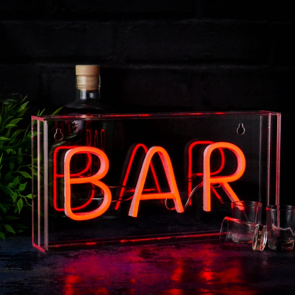 Amber Bright Creations "Bar" Neon Wall Sign and Freestanding Light Box - USB Powered