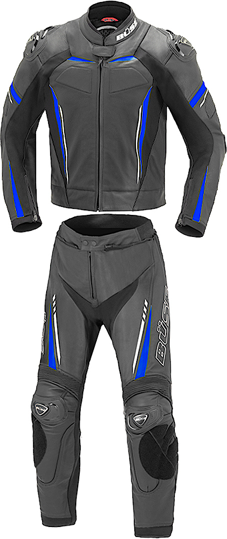 Büse Imola Two Piece Motorcycle Leather Suit, black-blue, Size 50, black-blue, Size 50