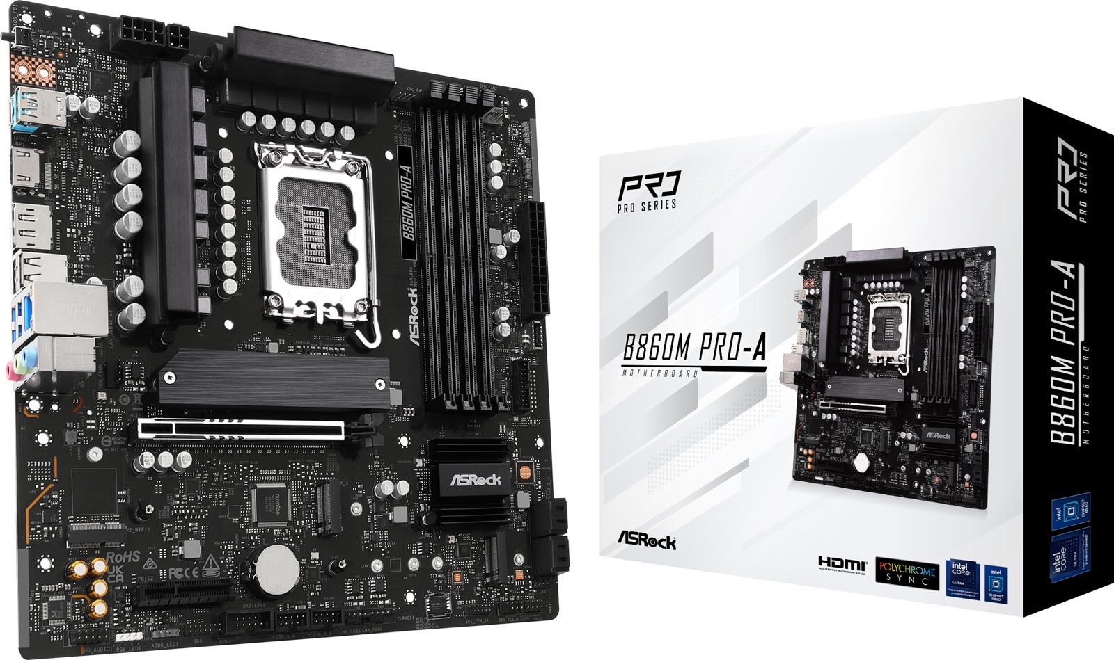 ASRock B860m Pro-a Matx Motherboard For Intel Lga1851 Cpus