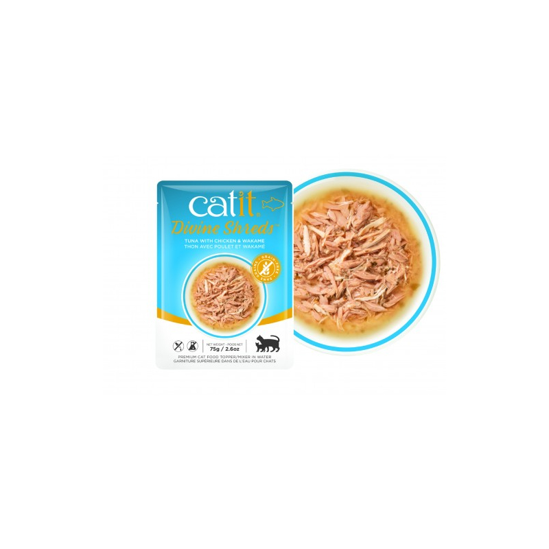  Divine Shreds Atun Con Pollo & Wakame Pouch Para Gatos 18 X 75 Grs