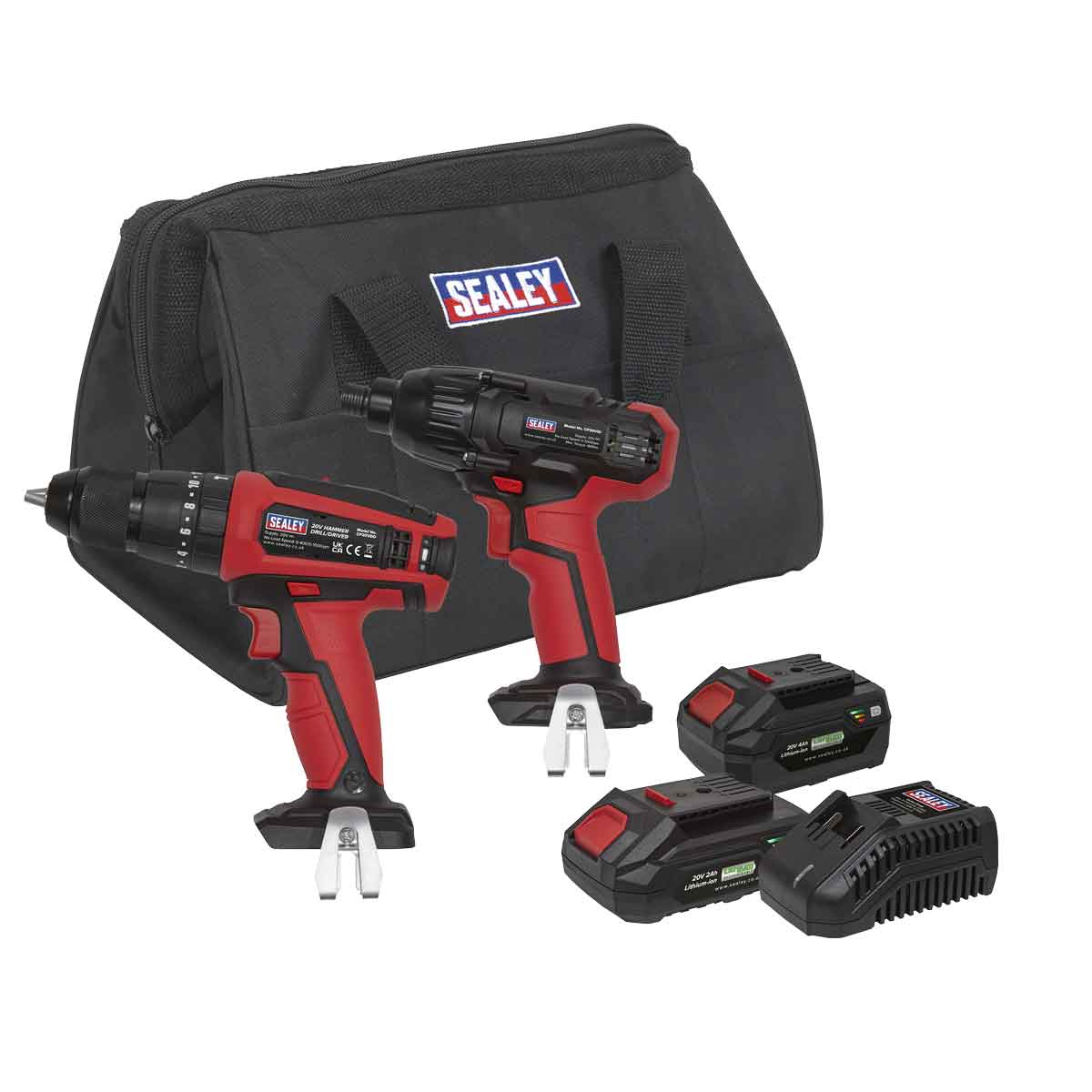 Sealey CP20VDDCOMBO 20V Cordless 13mm Hammer Drill/1/2"Sq Drive Impact Wrench Combo Kit