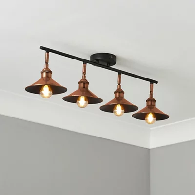 Inlight Bureau Satin Black Copper Effect 4 Light Spotlight Bar
