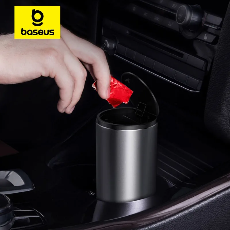 Baseus Car Trash Bin Can Mini Auto Dust Organizer Car Interior Rubbish Bag Garbage Container Storage