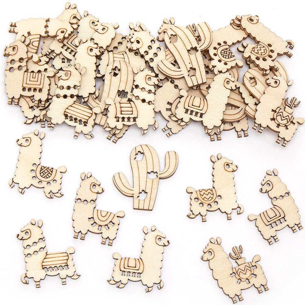 Baker Ross Llama Mini Wooden Shapes (Pack of 100)