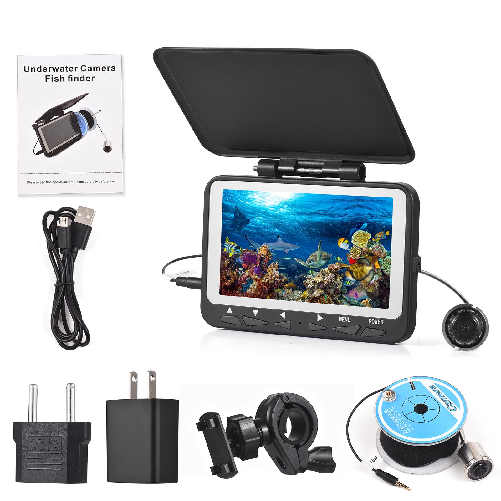 Lixada 15m/30m 1200tvl Underwater Fishing Camera Fish Finder 4.3  Lcd Monitor 8pcs Ir Led Night Vision 15m