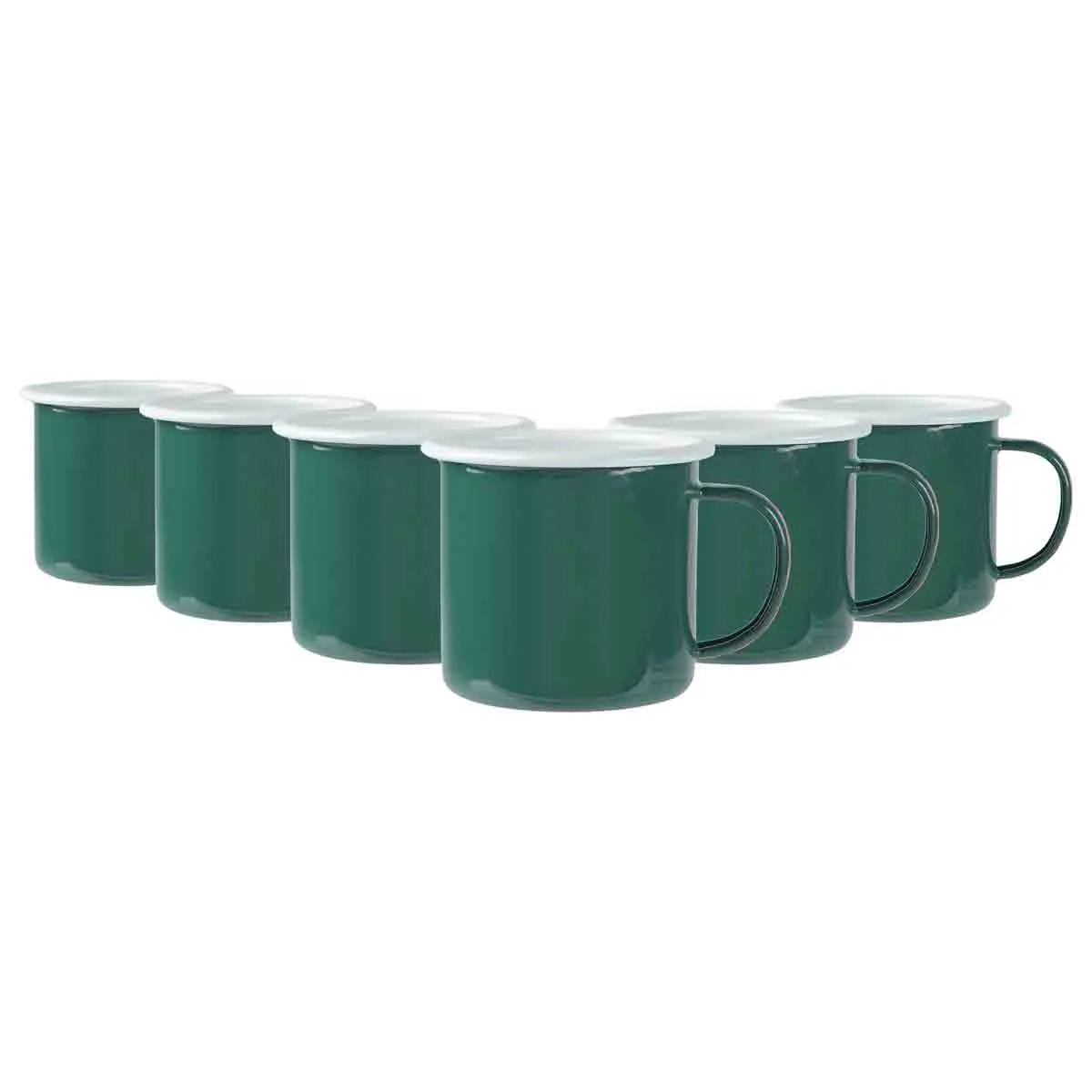 Coloured Enamel Mugs - 375ml - Pack of 6