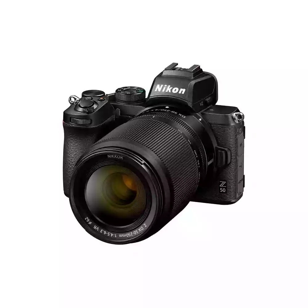 Nikon Z50 Compact System Camera with 16-50mm & 50-250mm VR Lenses, 4K UHD, 20.9MP, Wi-Fi, Bluetooth, OLED EVF, 3.2” Tiltable Touch Screen, Double Lens Kit