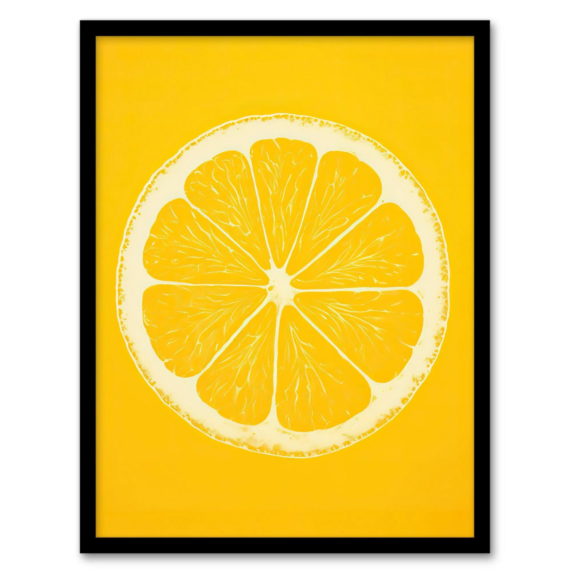 Artery8 Lemon On Citron On Yellow Monotone Minimalist Kitchen Interior Decor Art Print Framed Poster Wall Decor