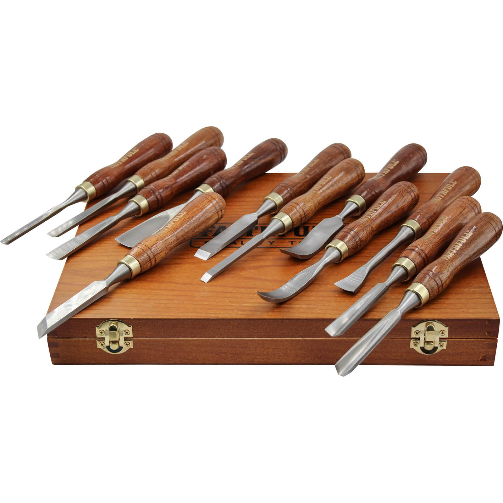 Faithfull Wood Carving Chisels Set In Case - 12 Piece