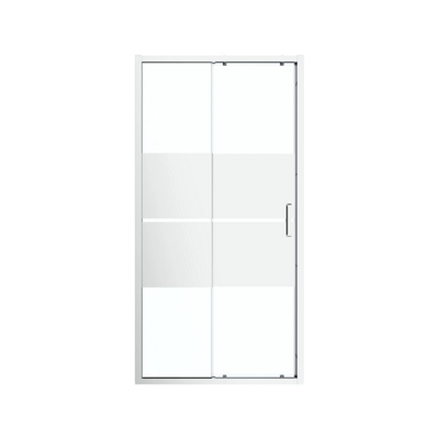 GoodHome Ledava Minimal Frame Chrome Effect Mirror Strip Sliding Shower Door (H)195Cm (W)120Cm