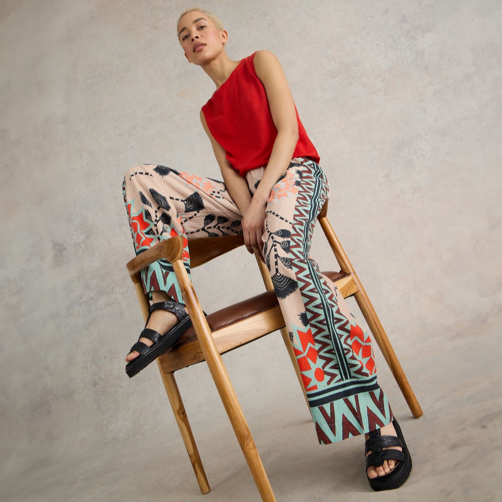 White Stuff Lucy Linen Blend Wide Trouser