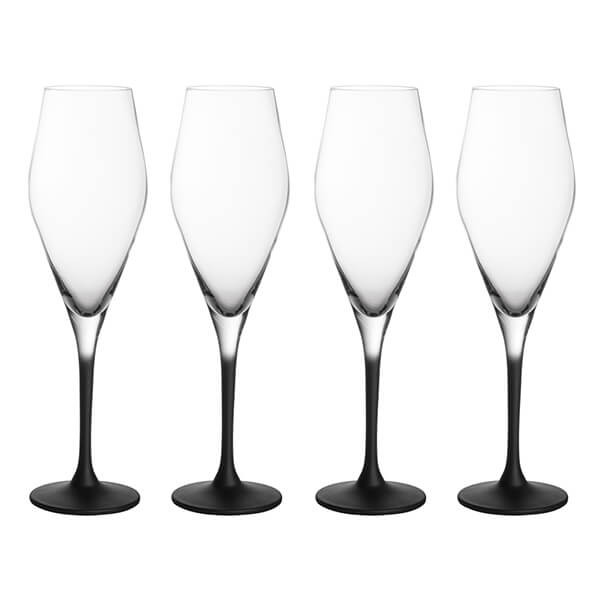 Villeroy & Boch - Manufacture Rock Champagne Flutes - Set of 4 - Charcoal
