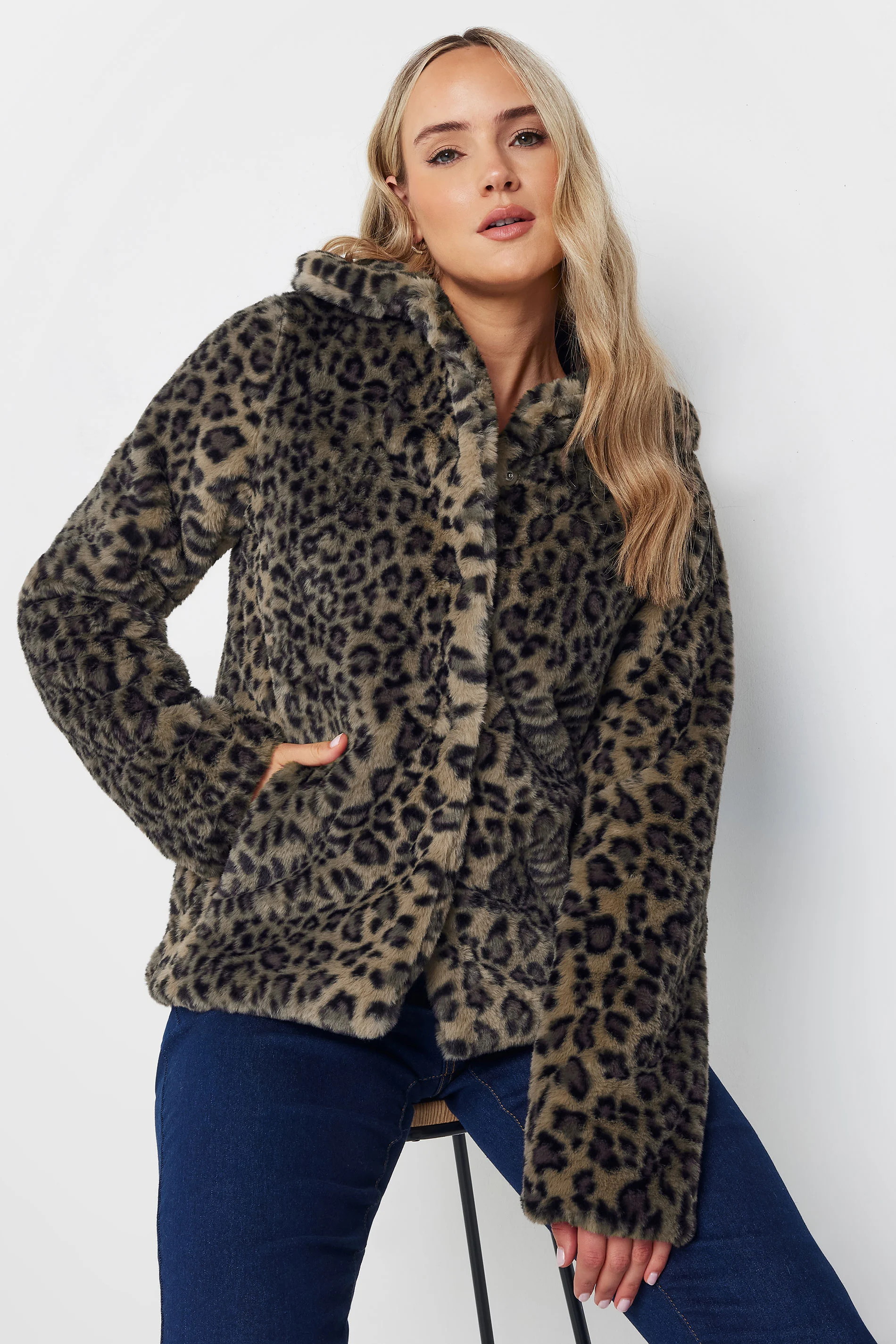  Tall Brown Leopard Print Faux Fur Coat 22 | Tall Women's Coats