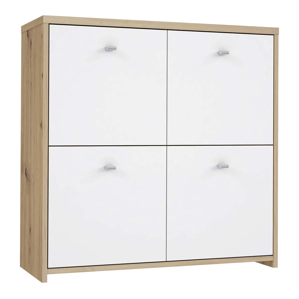 Forte Best Chest Storage Cabinet with 4 Doors in Artisan Oak/White, none