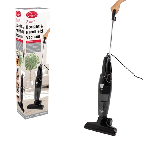 Quest 600W 2-in-1 Red Upright & Handheld Vacuum Includes Cyclonic HEPA Filtration and Crevice & Brush Nozzles