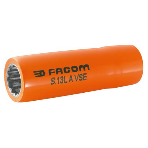 Facom 1/2" Drive 1000v Insulated Bi Hexagon deep Metric Socket 1/2" 13mm