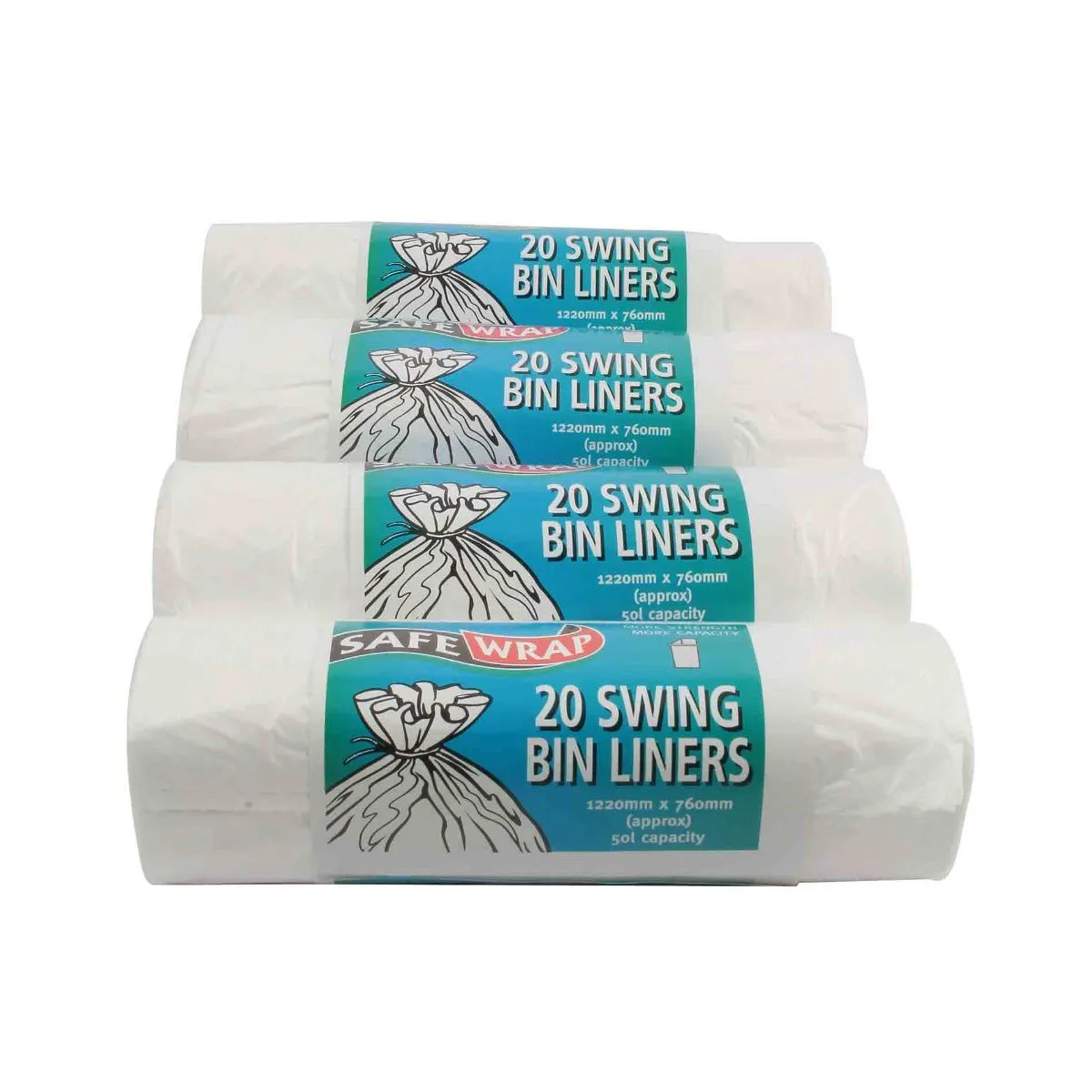 FSMISC Safewrap Safewrap Swing Bin Liners 50L Pack of 80, White | Cleaning > Cleaning Products > Cleaning Products