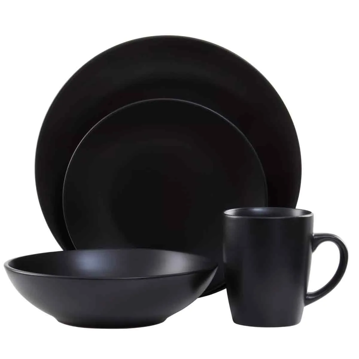  16 Piece Black Dinner Set