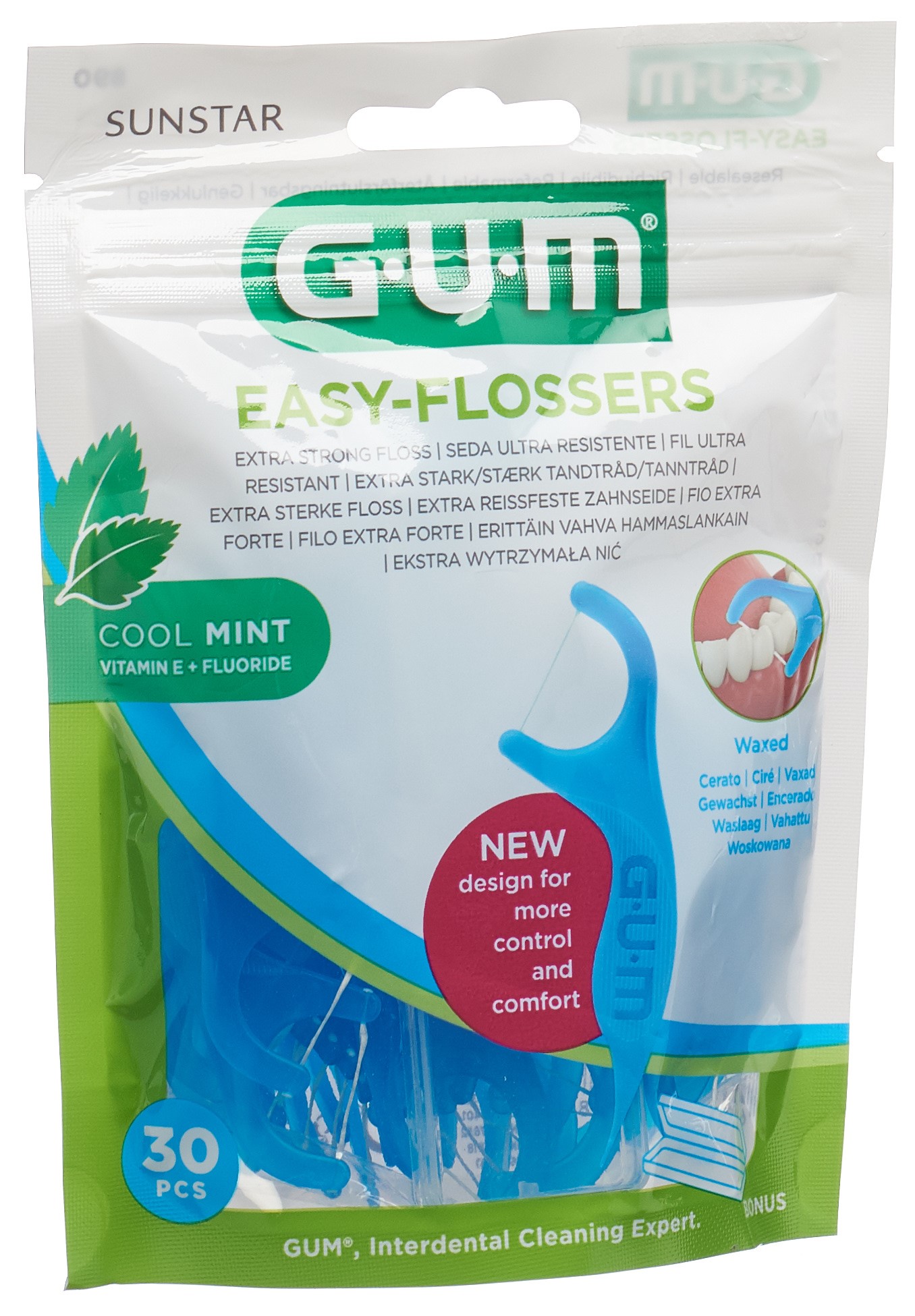 G.U.M Easy Floessers Extra Gentle Expanding Dental Floss with Fluoride and Menthol 30 pc