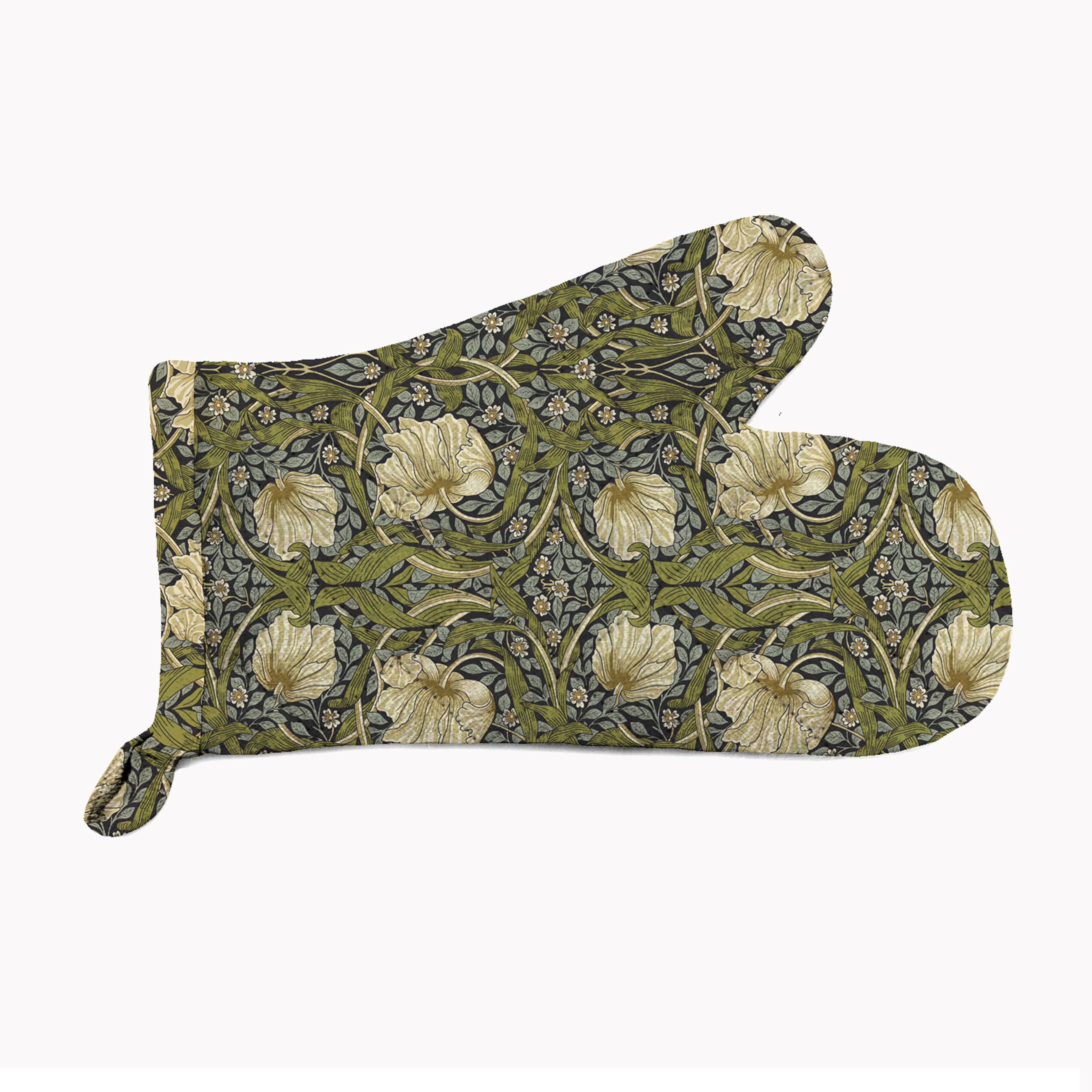 Le Chateau Textiles William Morris Pimpernel Oven Mitt|charcoal