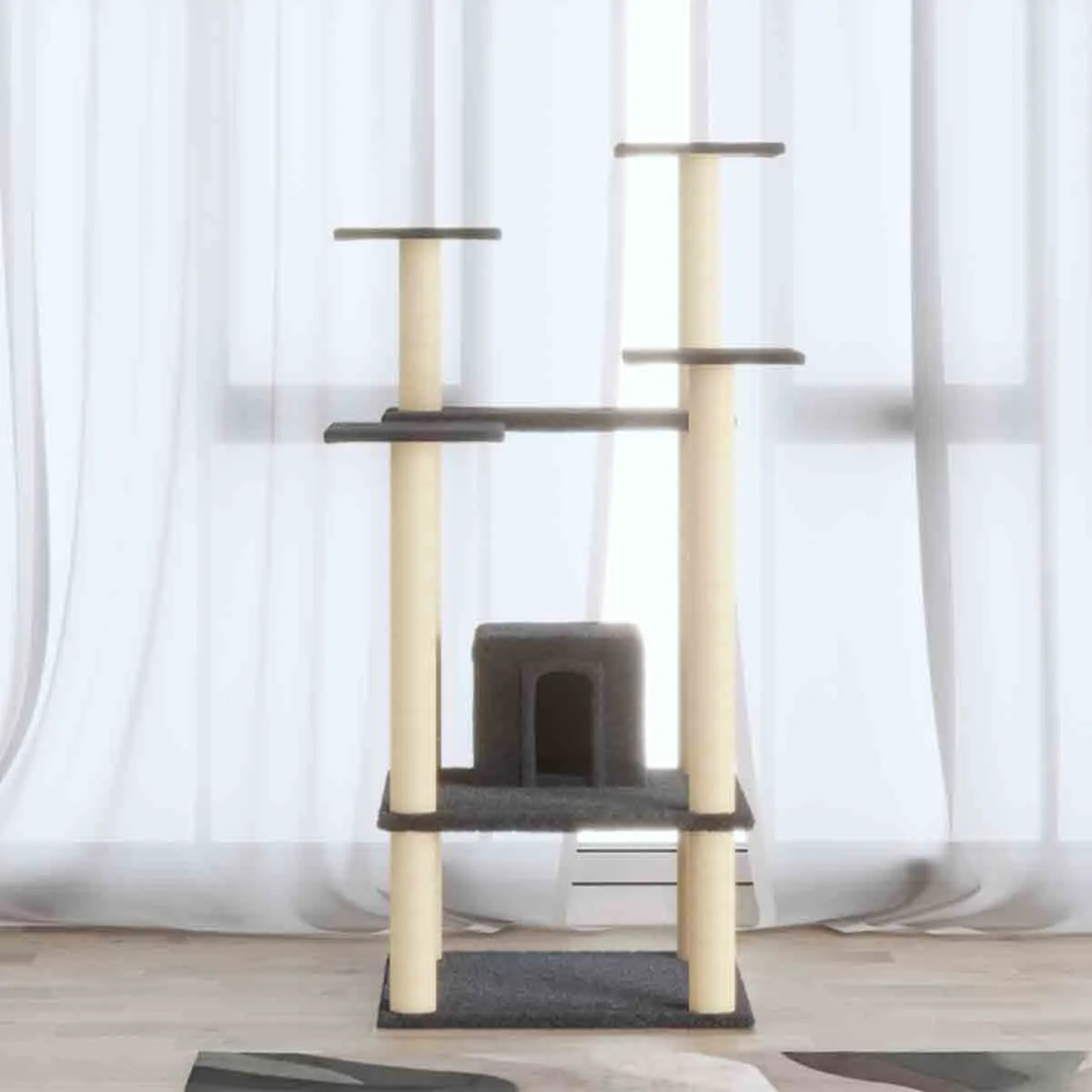 VidaXL Cat Tree with Sisal Scratching Posts Dark Grey 110 cm