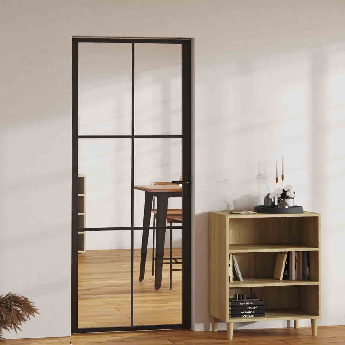 VidaXL Interior Door ESG Glass and Aluminium 83x201.5 cm Black