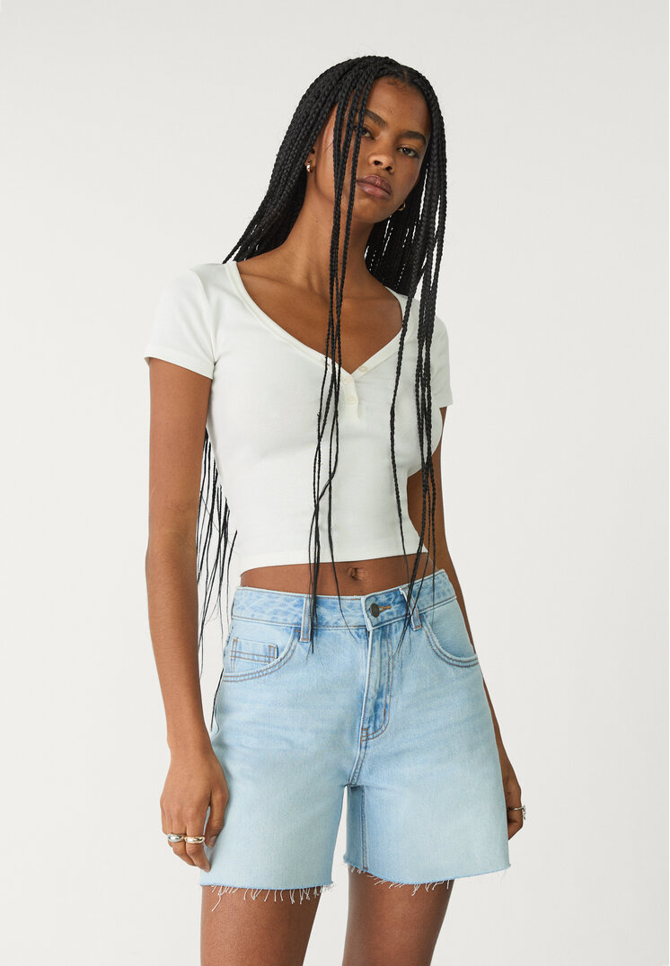 Stradivarius Denim Bermuda shorts Denim 16