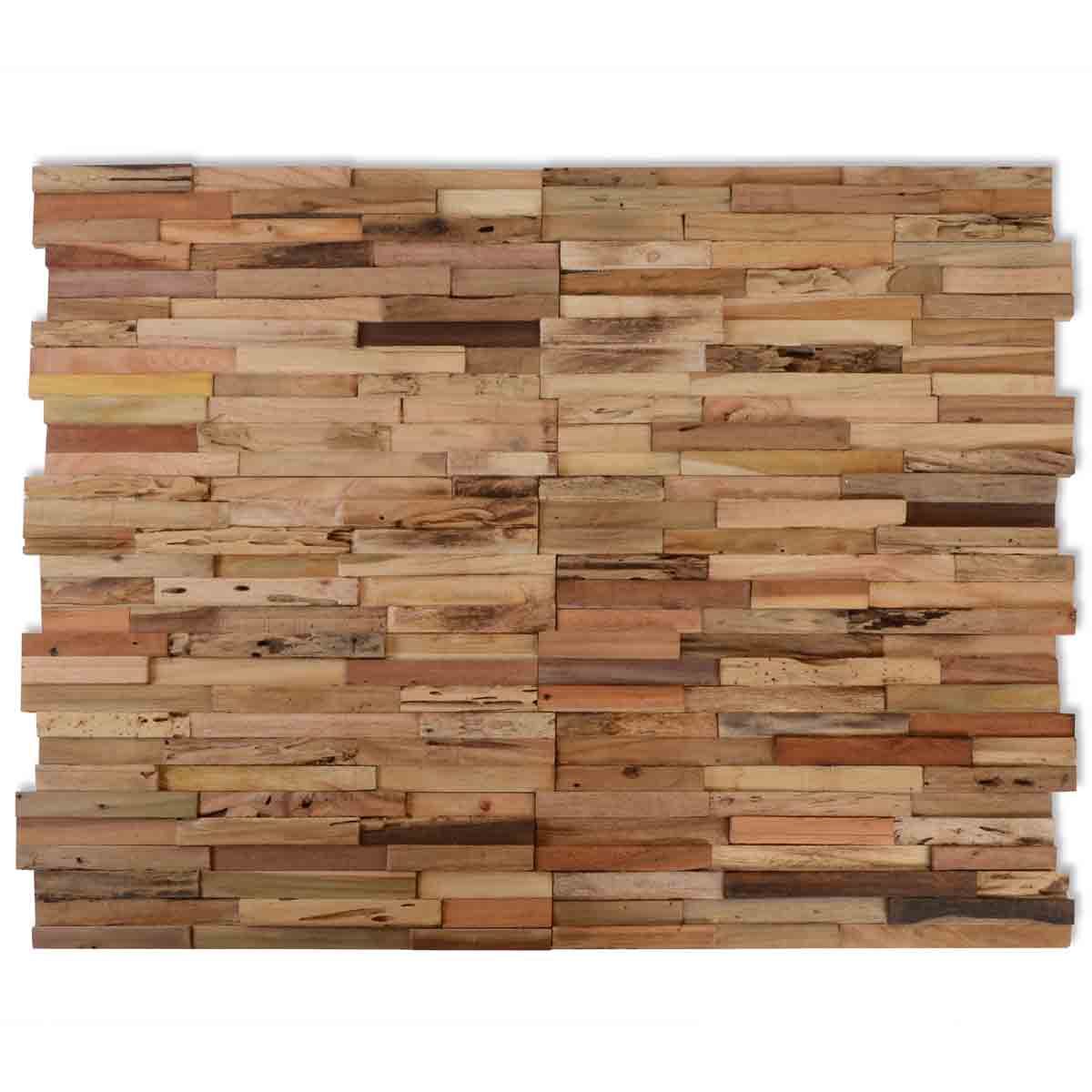 VidaXL Zakariyya Wall Cladding Panels 18 x 57cm Wood Mosaic Tile in Brown brown