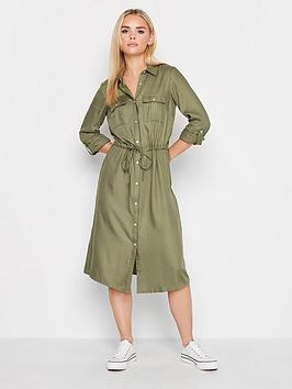 PixieGirl Khaki Green Utility Midi Dress 16 | Petite Women's Midi Dresses