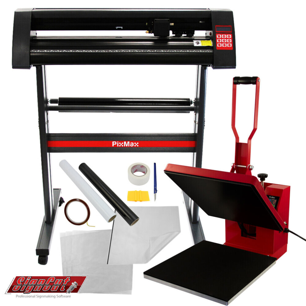 PixMax Vinyl Cutter Plotter Sublimation Heat Pressing Set / Flat Clam Press Signcut Pro