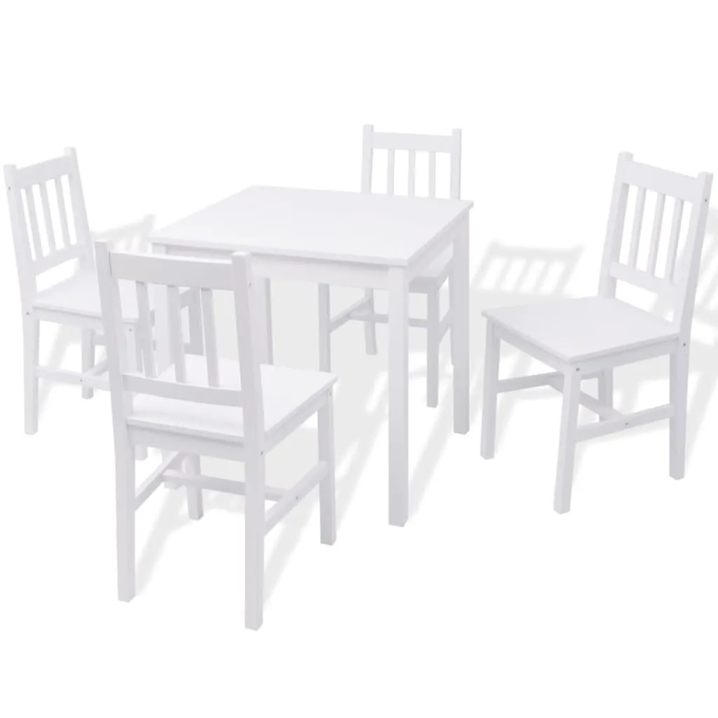 VidaXL Five Piece Dining Set Pinewood White