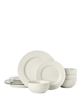  Cranborne 12-Piece Stoneware Dinner Set, Cream