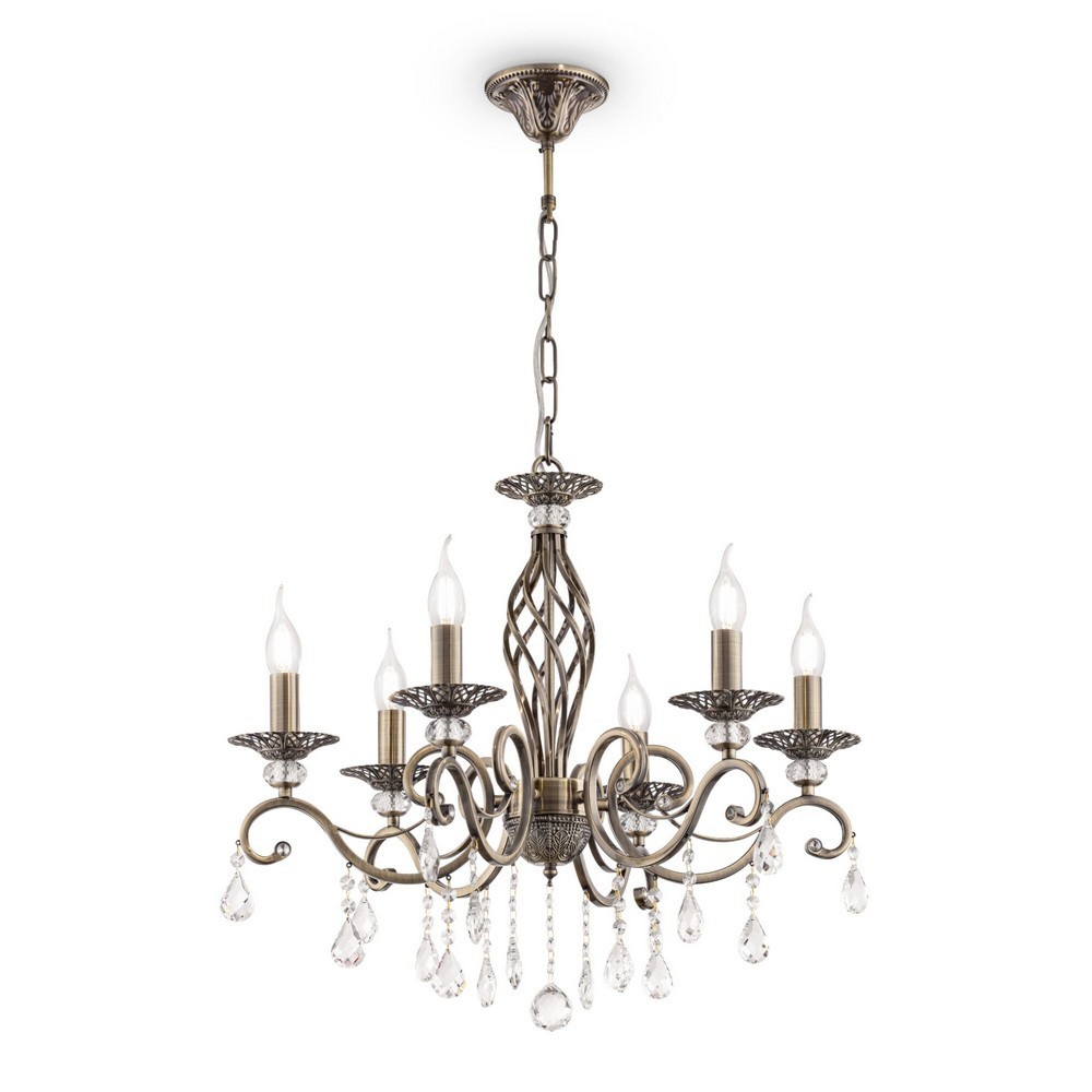 Maytoni Lighting Grace Chandelier Brass & Crystal, 6 Light, E14