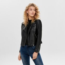 Only faux leather biker jacket-Black Black