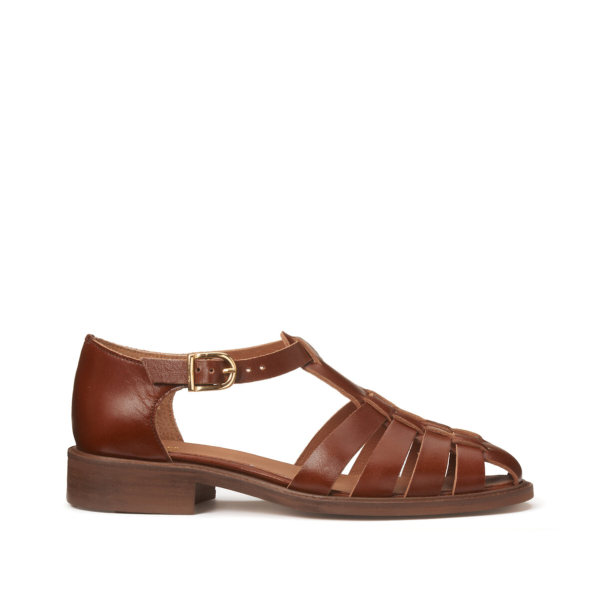 La Redoute Collections Leather Medusa Style Sandals With Flat Heel By La Redoute