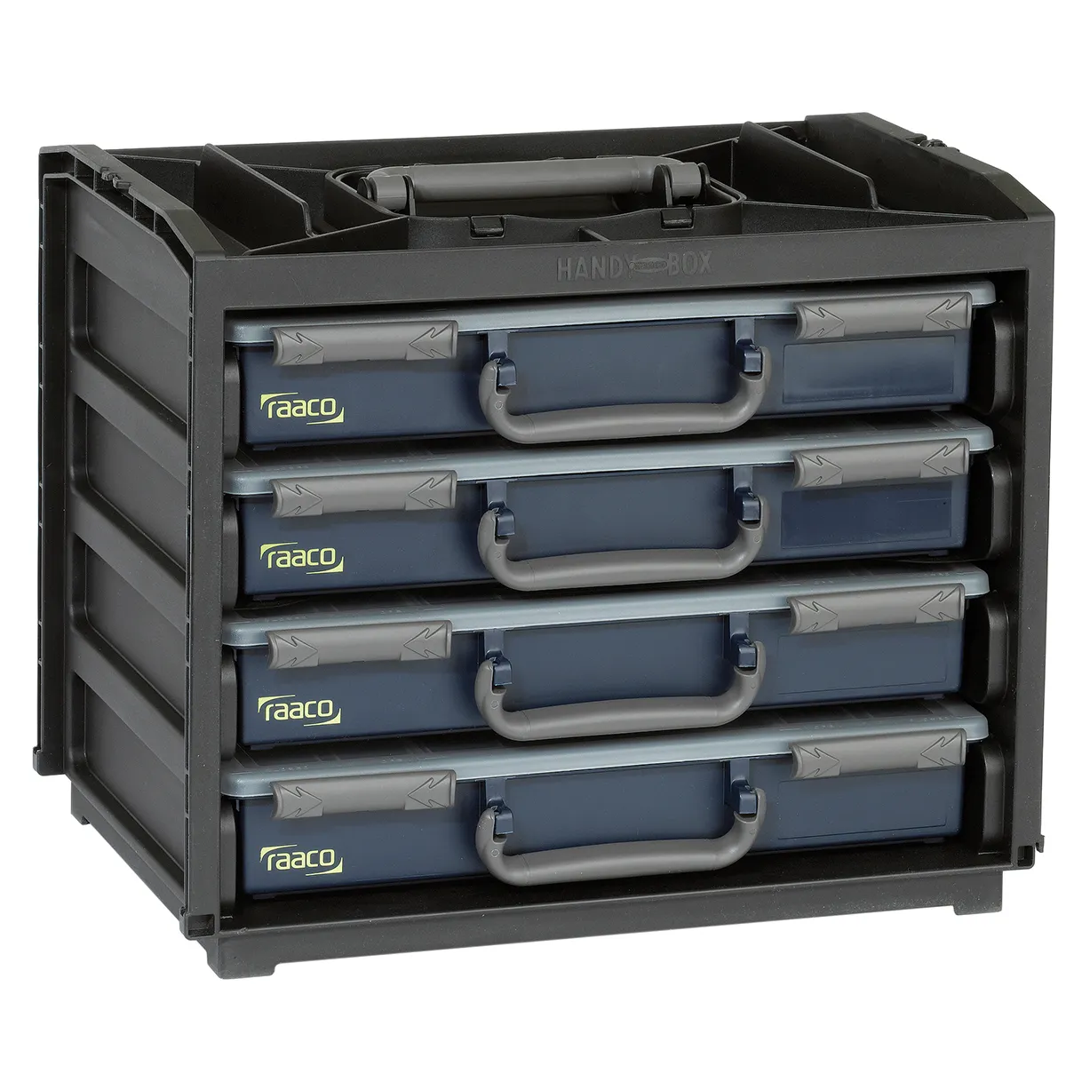 Raaco Caja de compartimentos de 64 compartimentos Negro, Gris ajustables de PC, PP, 310mm x 376mm x 265mm, 136242